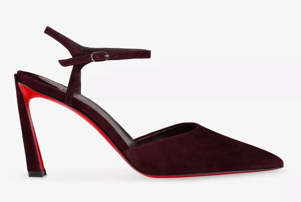 Christian Louboutin Condora Riviera 85 Amara Burgundy Ankle Strap Heel Pump 38.5